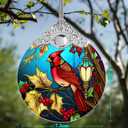 Christmas Ornament - Red Bird Cardinal Stained Glass Decor - Holiday Decorations and Xmas Gift Ideas for Tree