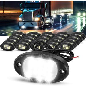 Baquler 30 Pods Rock Lights White Underglow Lights for Trucks Car SUV Waterproof Shockproof LED Ambient Rocklights Automotive Trailer Lighting for Motorcycle Boat ATV UTV(15LED Chip Style)