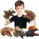 Yolococa Dinosaur Hand Puppets Realistic Latex Soft Animal Head Toys Set, Hand Puppet Toys Gift for Kids, Party Show Imaginative Play (Tyrannosaurus & Triceratops & Dilophosaurus)