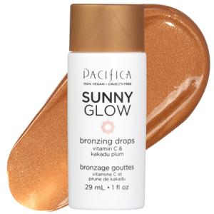 Pacifica Sunny Glow Liquid Face Bronzer Drops - Face Makeup Bronzing For Face & Cheeks for Instant Sun-Kissed Glow - Vitamin C & Glycolic Acid Infused Liquid Bronzer Illuminating Highlighting Clean (1 Fl Oz (Pack of 1))