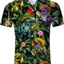 RAISEVERN Mens Hawaiian Shirt Casual Button Down Short Sleeve Tropical Beach Dress Shirt for Summer Holiday (3X-Large, Multicoloured 78)