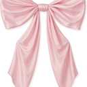 Coquette Room Decor 43 x 24 Inches Large Bow Themed Party Decorations Giant Pink Bow Decor Satin Ribbon, Contains Felt Big Pink Bow Wall Decor Girl Coquette Birthday Decorations