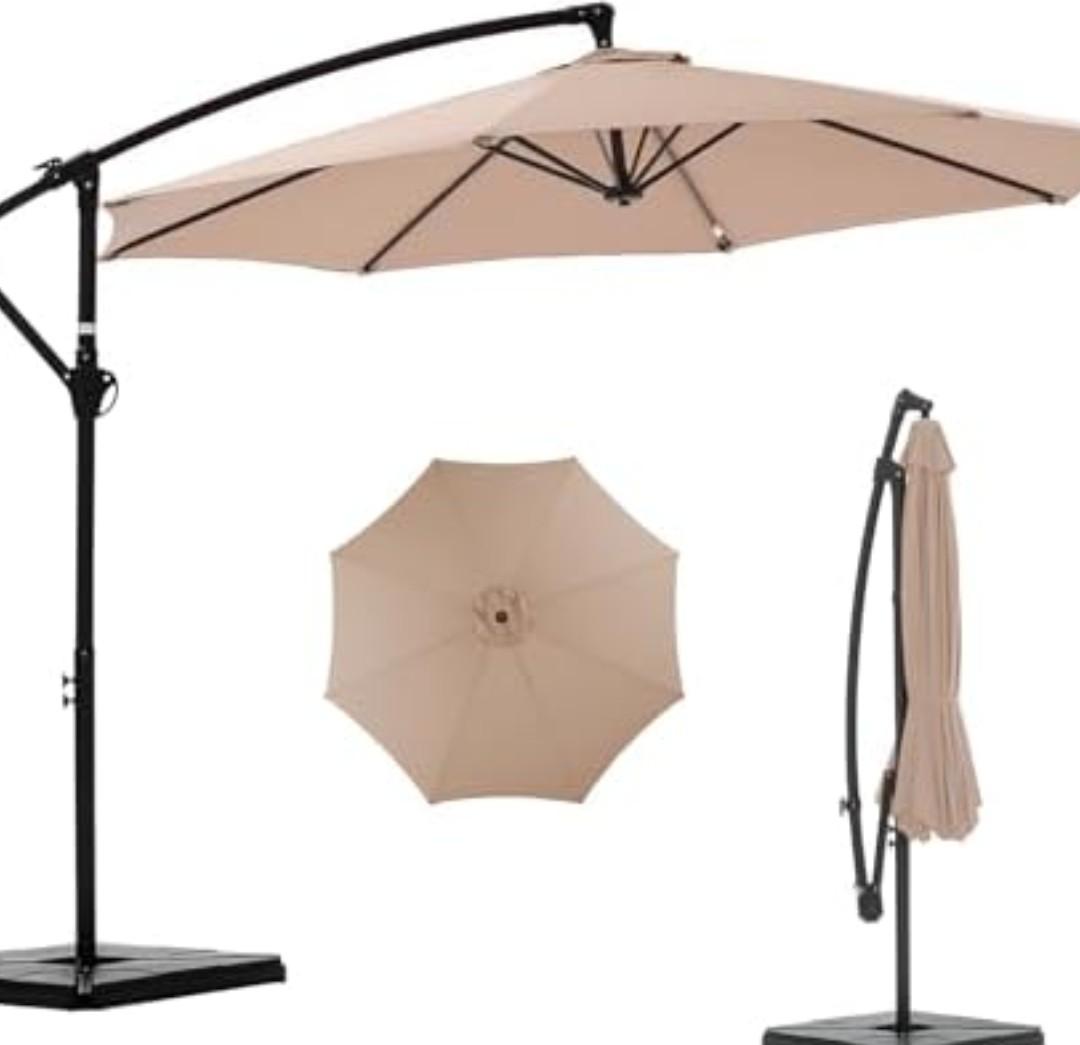 9Ft Market Umbrella Patio Umbrella Outdoor Table Umbrella with Ventilation, Heather Beige
