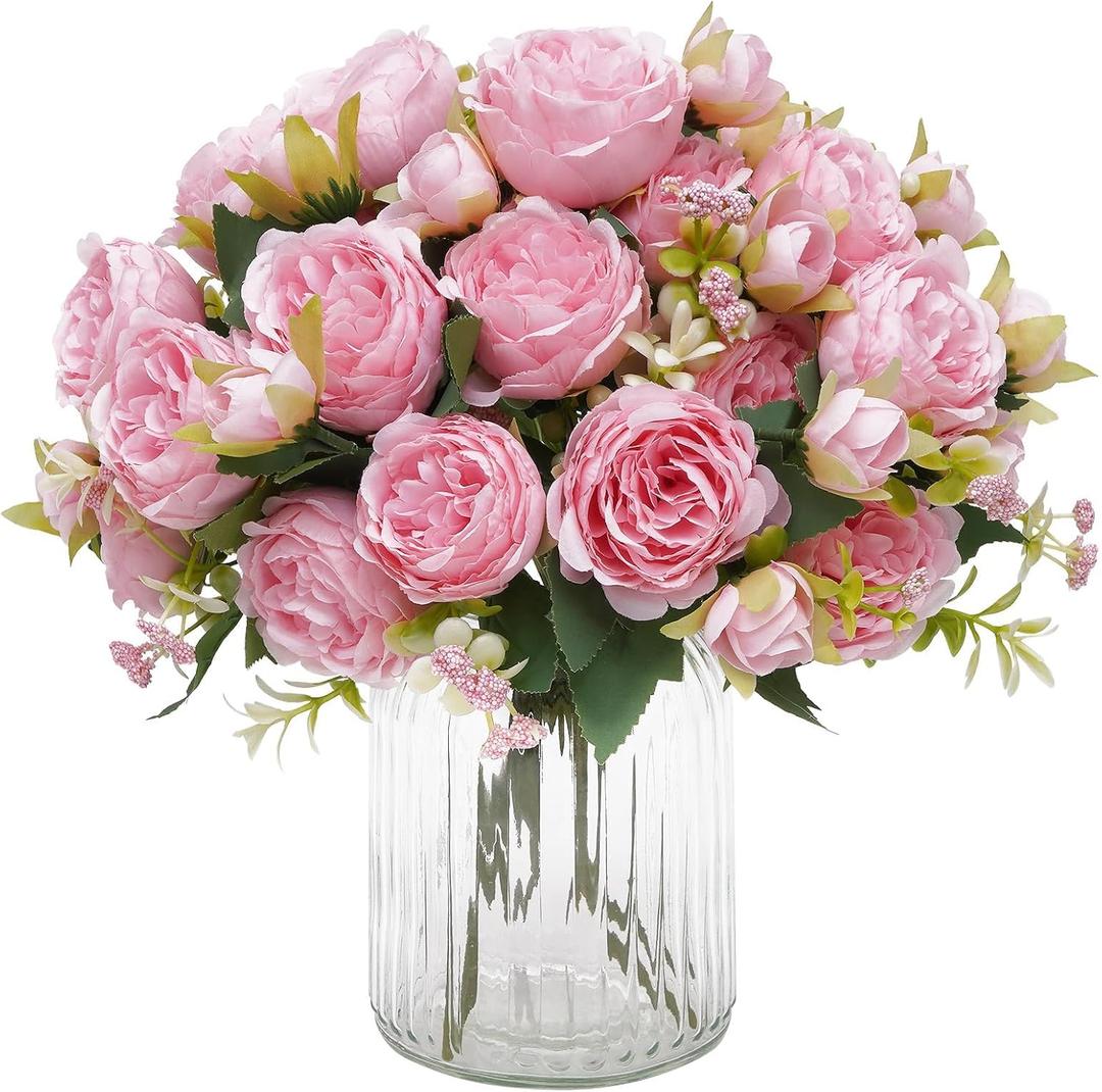 MARTINE MALL 12 Packs Peonies Artificial Flowers, Light Pink Artificial Peonies, Silk Peonies Flowers Fake Peonies Artificial Flowers Peonies Bouquet for Centerpiece Table Wedding Party Home Decor