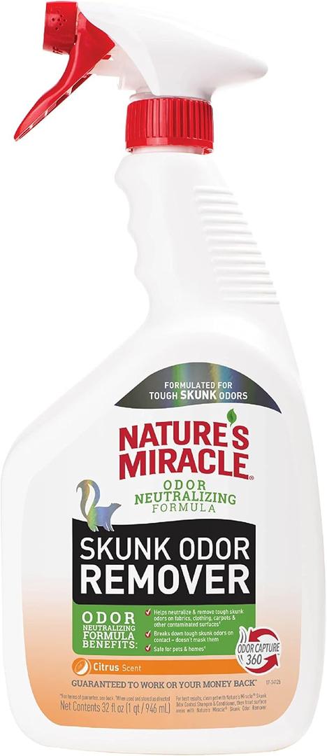 Natures Miracle Skunk Odor Remover, 32 Fluid Ounces, Removes Skunk Odors On Fabrics, Clothing, Carpets And Other Surfaces