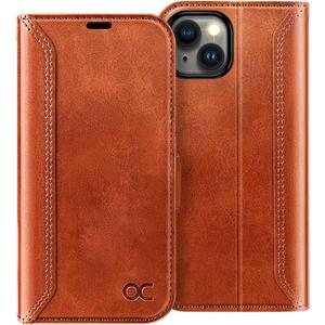 OCASE Compatible with iPhone 15 Wallet Case, PU Leather Flip Folio Case with Card Holders RFID Blocking Kickstand [Shockproof TPU Inner Shell] Phone Cover 6.1 Inch 2023, Retro Brown