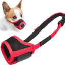 LUCKYPAW Dog Muzzle Anti Biting Barking and Chewing with Comfortable Mesh Soft Fabric and Adjustable Strap, Suitable for Small, Medium and Large Dogs(Red Trim,XS) (XS-Snout(3-4"))