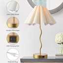 EOEYYOYB Pleated Table Lamp, Table Lamp for Bedroom, Bedside Lamps for Nightstand with Linen Lampshade, Modern Lamp for Bedroom Home Office Decor