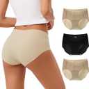INNERSY Women's Seamless No Show Hipster Panties Invisible Light Underwear 3-Pack(Black/ Nude, XL)