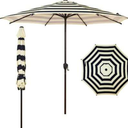 Blissun 9' Outdoor Patio Umbrella, Outdoor Table Umbrella, Yard Umbrella, Market Umbrella with 8 Sturdy Ribs, Push Button Tilt and Crank, Black&Ivory