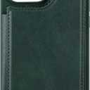 Wallet Case for iPhone 15 Pro Max/15 Pro/15 Plus/15, Leather Stand Card Slot Mobile Phone Case, Magnetic Closure Bumper Protective Case, Green, 15 Pro 6.1 Inch