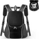 WOYYHO Pet Dog Carrier Backpack with Top and Side Windows, Small Dog Front Backpack Ventilated Dog Back Pack with Safety Belt for Travel Hiking Outdoor Adventures (Size M: 5-9 lbs, Black 2.0)