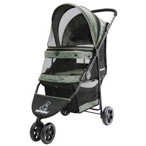 ROODO 3 Wheel Dog Pet Cat Stroller Best Lightweight Foldable Compact Portable Jogger All Terrain Travel Pet Gear Puppy Kitty Stroller for up to 30lbs Medium Small Dogs and Cats(Cationic ash)