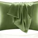 BEDELITE Satin Pillowcase for Hair and Skin, Super Soft and Cooling Similar to Silk Pillow Cases 2 Pack with Envelope Closure, Gift for Women Men(20"x26" Standard Size, Cedar Green)