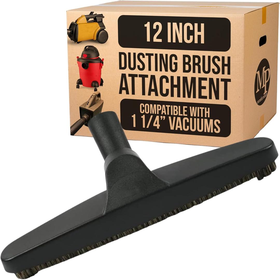 MP Maresh Products Compatible with Shop Vac 1-1/4" Vacuum Cleaners Floor Brush Vacuum Attachment for Wet Dry Shop Vacuums Ideal for Bare Floors and Walls - Durable Efficient Cleaning Tool 12 Inch Black