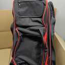 BOSSTIN 3-4 Ball Bowling Bags with Wheels, Secure Hook & Loop Fixed Ball Cup & Shoe Compartment (Fits Up to Size 16), Roller with Multi-Pockets (Red)
