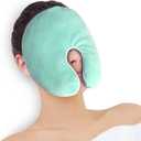 NEWGO Heating Pad Sinus Relief Mask Moist Heat Face Eye Mask Microwavable, Warm Compress for Sinus Pressure Relief, Migraine, Tension Headache Relief - Green