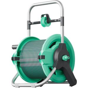 Portable Garden Hose Reel Cart, Hold Up to 50-75 Ft Hose, Garden Hose Holder Tools With Built-In Guide, for Outside Car Washing, Watering