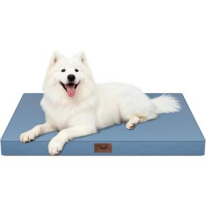 Outdoor Large Washable Dog Bed, Orthopedic Egg Crate Foam Dog Crate Mat for Large Dogs with Removable Oxford Cooling Cover, Blue