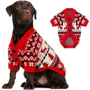 Dog Christmas Sweater Classic Pattern Dog Christmas Outfit Soft Warm Knitted Pet Clothes Cold Weather Puppy Clothes for Small Medium Large Dogs Cats
