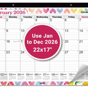 CRANBURY Large 22x17 Desk Calendar 2026, Use January to Dec 2026 as Big Deskpad Calendar or Extra Large Hanging Wall Planner, Colorful Seasonal Designs, Includes Stickers