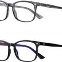 DUCO Blue Light Blocking Glasses 2 Pack Computer Gaming Glasses Women Men Blue Light Blocker Eyeglasses Square Frame Anti Eye Eyestrain 5201S