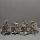 Antique Gold Christmas Stocking Holders Set of 4 - Snowflake, Snowman, Deer, Tree Designs - Heavy Duty, Fireplace & Mantle Stocking Hangers