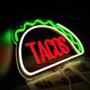 Tacos Neon Signs for Wall Decor Neon Lights for Tortilla Shop Led Signs Suitable for Mexican Restaurant Bar Unique Gift for Lover 5V Usb Power 15.8 * 8.7 Inch(Red + Green + Warm White)