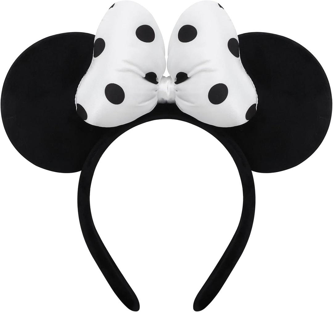 ODOCARE Handmade Mouse Ears Headband for Women and Ladies, Polka Dot Bow Mini Ears Costume Accessories