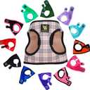 EcoBark Step in Dog Harness - Eco-Friendly Teacup Dog Harnesses for XXS, XS, and Small Dogs - Reflective and Adjustable Mini Body Halter Vest -Tiny Soft Mesh Toy Breed Harness (Beige Plaid, XXS) (XXS- 4 to 5 lbs- Chest Up to 11 in (Pack of 1))