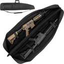 Soft Double Shotgun Rifle Case 42" Long Gun Bag w/Padded Handle - Adjustable Sling Dual Lockable Zippers, Multiple Magazine Holder Pouches Outdoor Tactical Accessory Bags (Black)