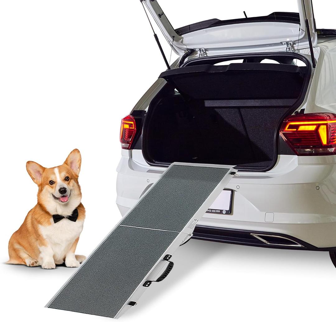 Panther Armor Portable Folding Dog Ramp for Porch Steps, 15" x 48" for Small and Large Dogs up to 240lbs, Outdoor Pet Ramps for Stairs, Non-Slip High Traction Surface, Aluminum Build