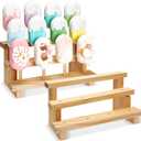 Bokon 2 Pcs Cakesicle Stand Wood Lollipop Holder Display 3 Tier Candy Sticks Holder 12 Holes Wooden Rectangle Cakesicle Shelf for Wedding Birthday Party Baby Shower 4 mm Lollipop Stick (Wood Color)