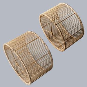 Drum Table shades Woven Bamboo Lamp Shade 2Set Lampshades DIY Natural Boho Hand Crafted