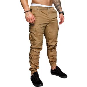 PLEPAN Men's Casual Cargo Pants Joggers Hiking Sweatpants Stretch Elastic Waist Work Pants with 6 Pockets (3X-Large, Dark Khaki)