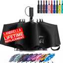 Lanbrella Travel Essentials Umbrella Windproof Compact Collapsible Light, Automatic, Strong and Portable