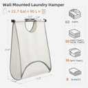 STORAGE MANIAC Wall Mount Laundry Hamper, Hanging Laundry Bag with Bottom Zipper Opening, Space Saver Dirty Clothes Hamper with Wall Anchor, Laundry Clothes Bin for College, Dorm, RV, White