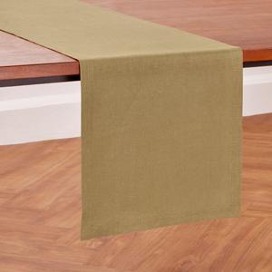 Solino Home Linen Table Runner 90 Inches Long - 100% Pure Linen Kelp Table Runner 14 x 90 Inch - Diana Medium Weight, Handcrafted and Machine Washable