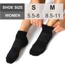 CS CELERSPORT 6 Pairs Women's Running Ankle Socks Athletic Sport Socks Cushioned (Black, S)