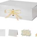 Extra Large Magnetic Gift Box with Lids 3 Pack 19x16x6 Inch Silver Large Gift Box with Ribbon Foldable Gift Boxes for Presents Jumbo Box with Shredded Paper & Cards for Groomsman Proposal