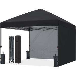ABCCANOPY Easy Pop up Canopy Tent with 2 Sidewalls for Outdoor Sun Blocking or Rain Protection,10x10, Black