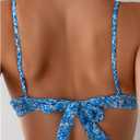 SOLY HUX Women's 2 Piece Bikini Sets Boho Floral Print Underwire Swimsuit Tie Front Cut Out Bathing Suit (Blue, M)
