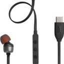JBL Tune 310C - Wired Hi-Res in-Ear Headphones, Tangle-Free Flat Cable, 3-Button Remote with Microphone (Black)