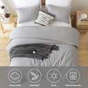 ROSGONIA Queen Comforter Set Grey, 3pcs Bedding Comforter Sets (1 Gray Comforter & 2 Pillowcases) All Season Soft Lightweight Bedspread Blanket Quilt