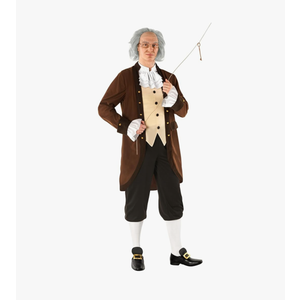 Morph Benjamin Franklin Costume With Wig Founding Fathers Costume Adult Colonial Outfit Men Ben Franklin Outfit Men, Size Large