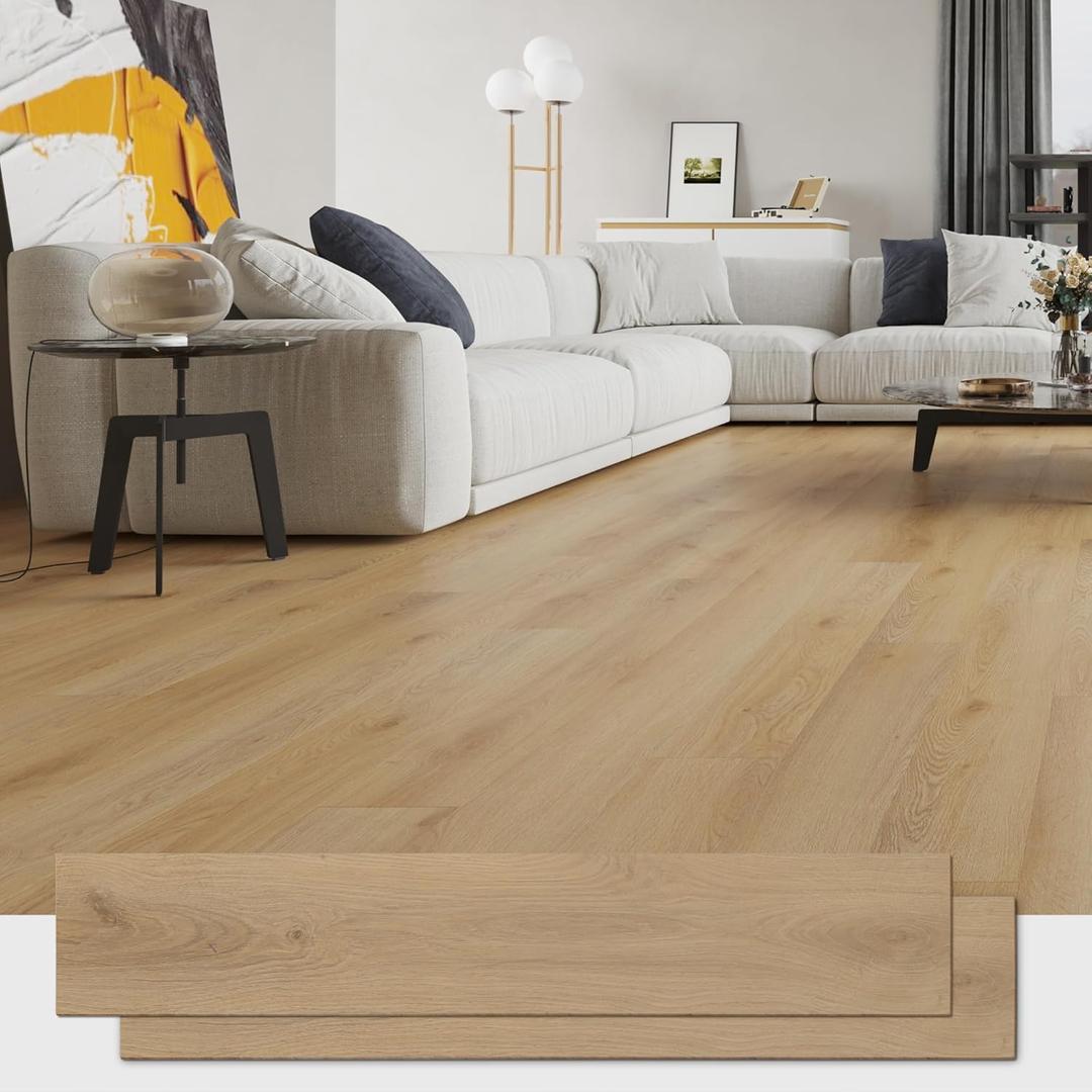 Peel and Stick Floor Tile, 36 Tiles 36"x 6" Macon Oak Wood Grain Peel and Stick Tile, Vinyl Flooring Cover 54 sq. ft, DIY Peel and Stick Flooring for Bedroom, Kithen and Living Room