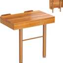 20 Inchs Teak Folding Shower Seat Wall Mounted, Fold Down Shower Seat for Inside Shower, Home Care Folding Teak Shower Seat, Folding Shower Seat with 450 Lb. Weight Capacity (with Support)