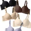 Pack of 5,Women Comfort No Wire Bras Seamless No Show Bra Pack (30A, Mkl-mix3)