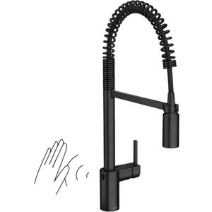 Moen Align Matte Black Motionsense Wave Sensor Touchless One-Handle High Arc Spring Pre-Rinse Pulldown Kitchen Faucet with Sprayer, Kitchen Sink Faucet for Bar, Farmhouse, Commercial, 5923EWBL