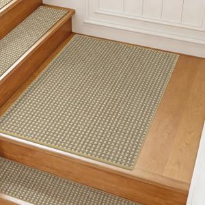 SMILOOL Non Slip Stair Landing Rug for Wooden Steps Indoor, Stair Landing Mat Square 24" x 36" Landing Rugs for Wood Stairs, Carpet Stair Treads Matching Mats, Beige